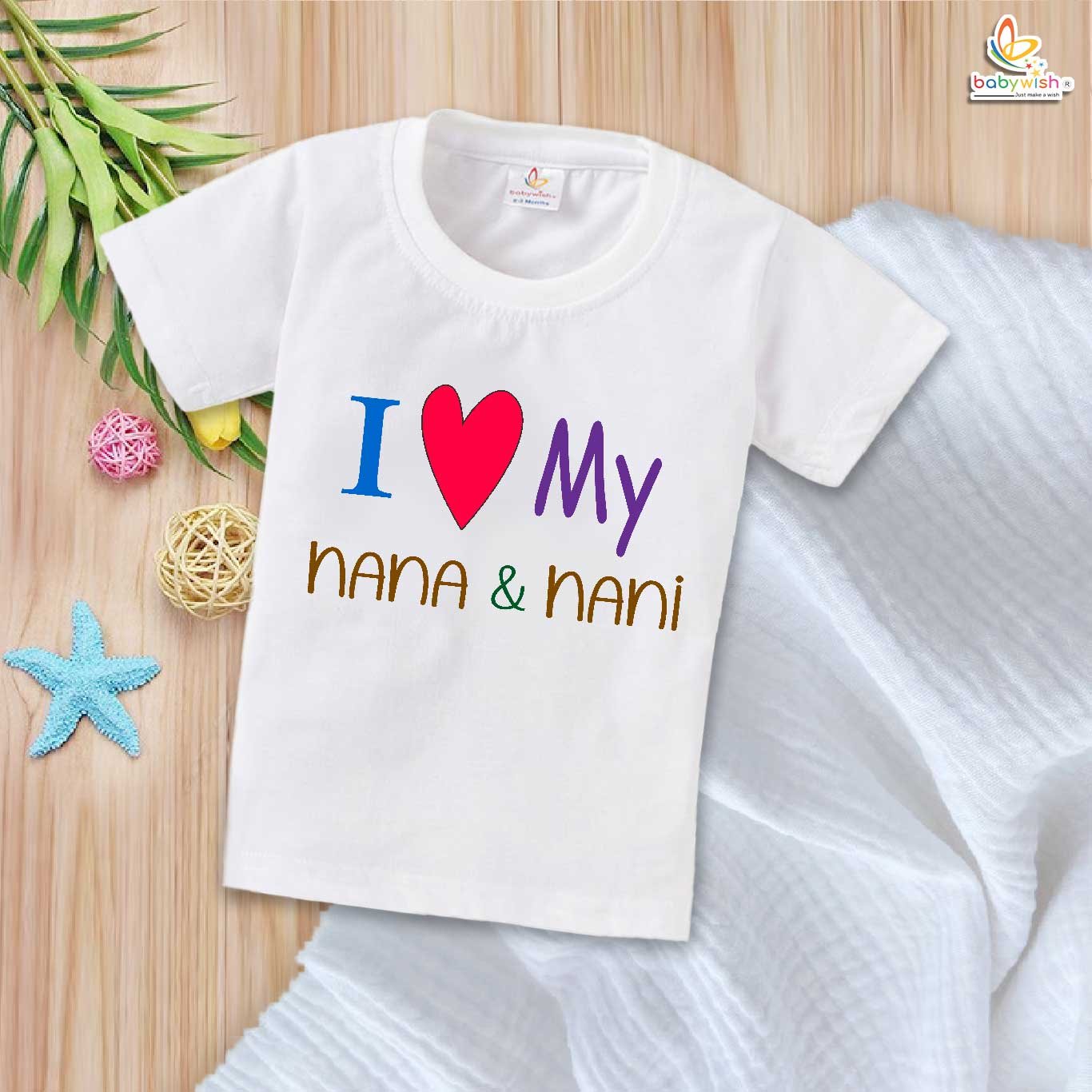 I Love My Nana & Nani – Adorable Naanu & Naani T-shirt for Babies | Baby T-shirt for Grandparents | Babywish