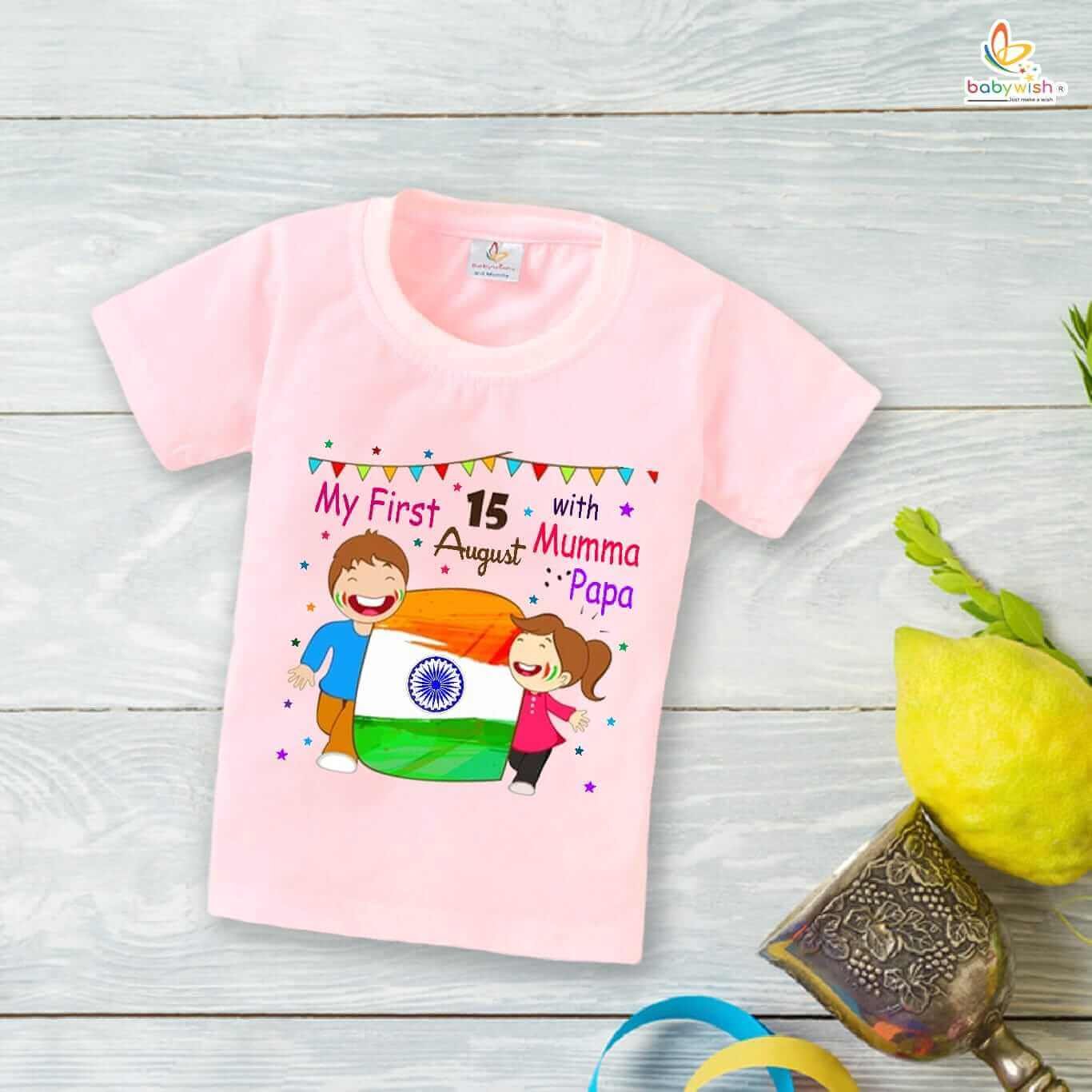 Independence Day T-Shirt for Boys and Girls – 15th August Celebration Half Sleeve Cotton Tee, Comfortable Party Topwear, Happy Independence Day – Babywish