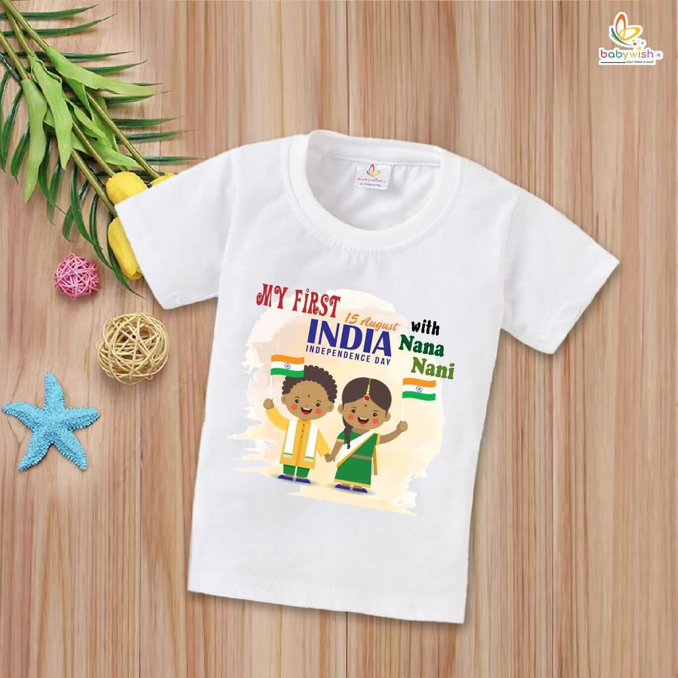 Independence Day T-Shirt for Boys and Girls – 15th August Cotton Half Sleeve Tee, Patriotic Celebration Party Topwear, Celebrate Freedom, Happy Independence Day – Babywish