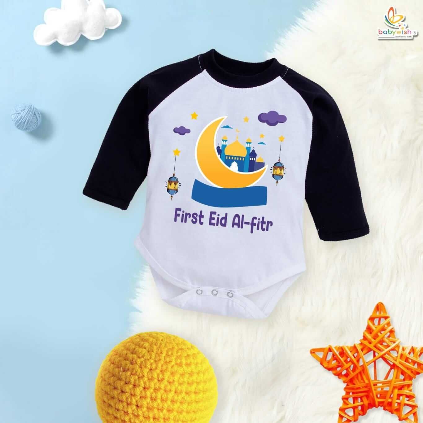 My First Eid-Al-Adha Romper – Full Sleeves Baby Bodysuit for Eid | Islamic Festival Outfit for Infant Boys & Girls by Babywish