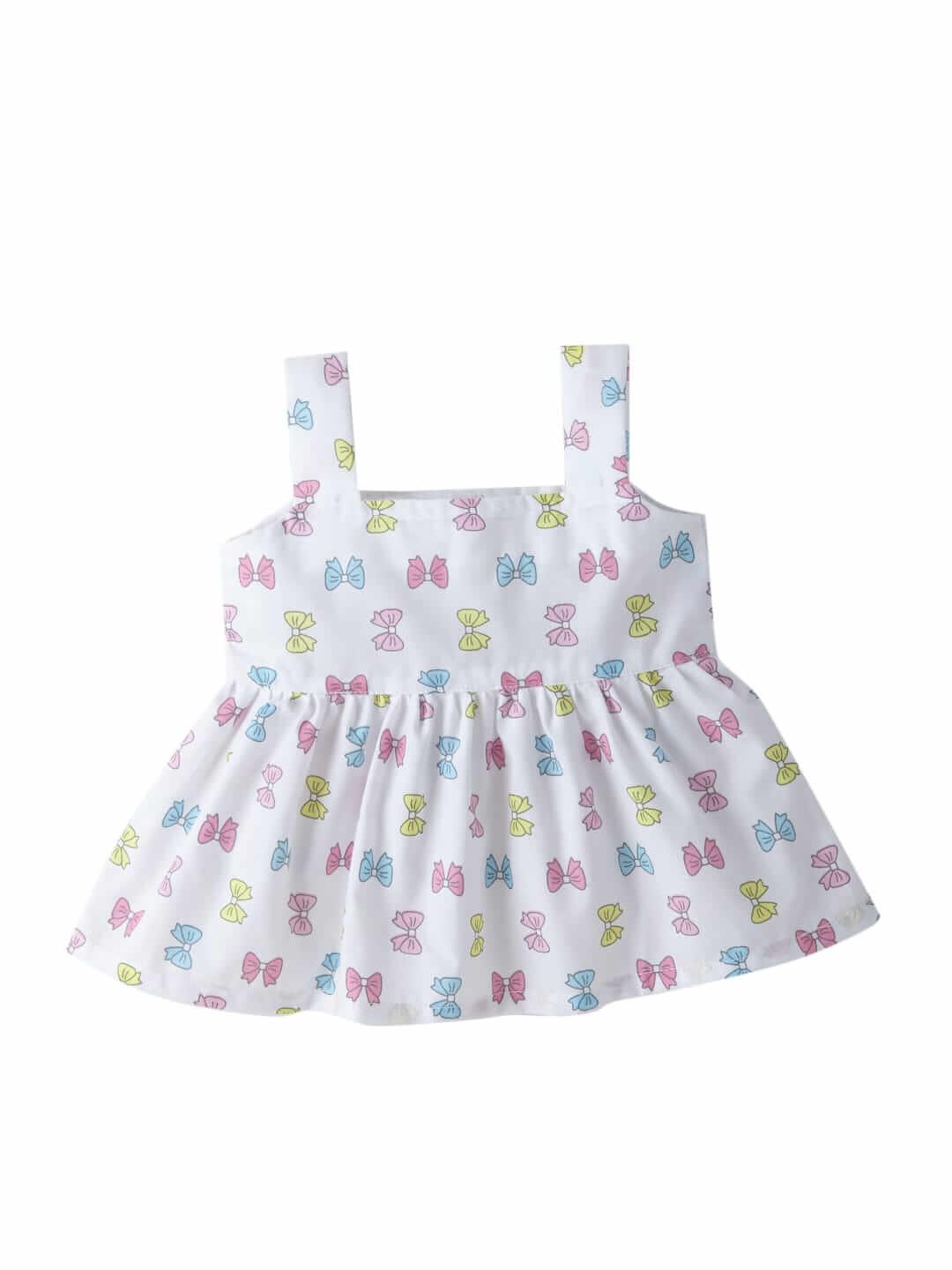 Baby Girl Cotton Frock Newborn Dress – Knee Length Soft Cotton Dress with Bow Strip Print, Comfortable Summer Outfit for Infants, Ideal for Parties and Daily Wear - Image 4