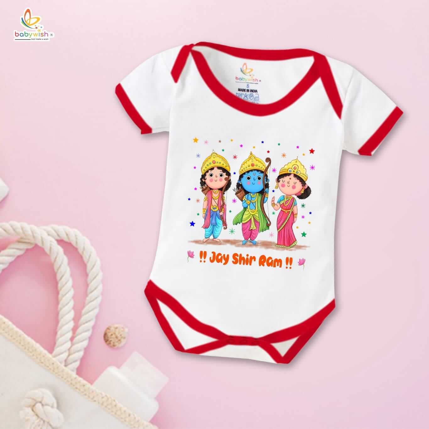 Ramnavmi Festivals Newborn Girl's Tutu Skirt & Romper | Baby Navratri Outfit | Printed Cotton Bodysuit Onesies Dress for Baby Girl | Traditional Festive Wear for Infants - Image 6