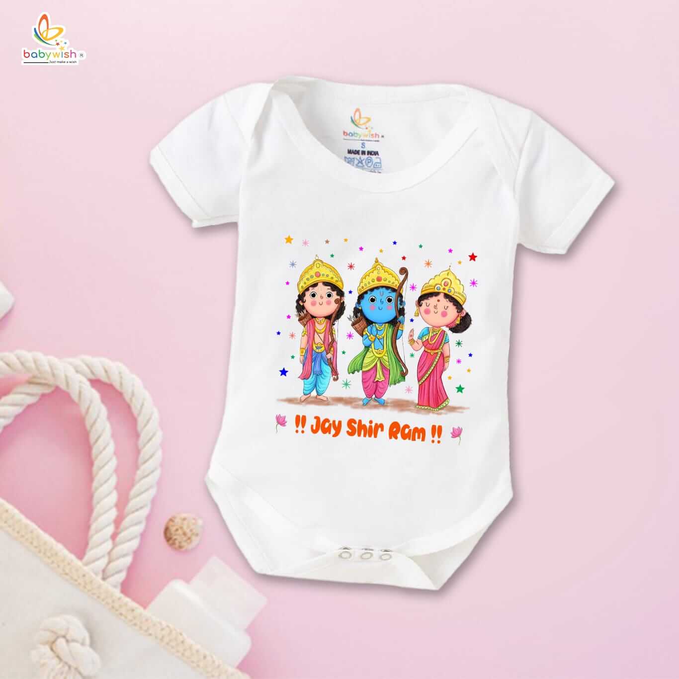 Ramnavmi Festivals Newborn Girl's Tutu Skirt & Romper | Baby Navratri Outfit | Printed Cotton Bodysuit Onesies Dress for Baby Girl | Traditional Festive Wear for Infants - Image 5
