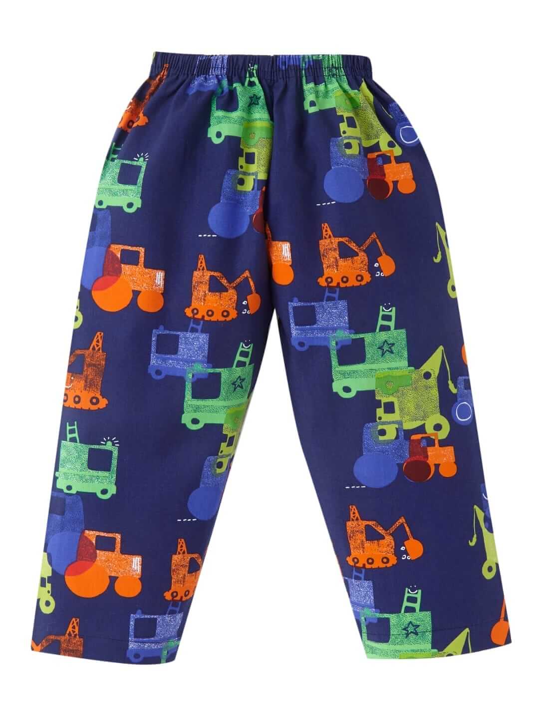 Navy Blue Vehicle Printed Full Sleeve Baby Night Suit Set for Boys & Girls - Image 5