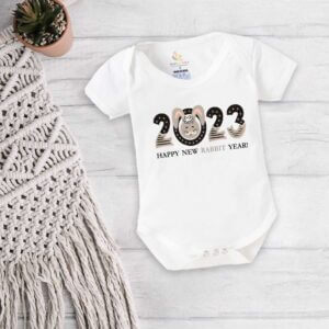 My First Happy New Year Baby Romper Outfit – Soft Cotton Full Body Bodysuit for Infant Boys & Girls | Cute Festive Party Wear, Nightwear & Photoshoot Dress | Babywish