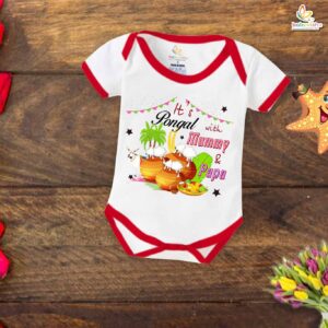 It's Pongal With Mummy Papa My First Pongal Romper | Cute Newborn & Infant Bodysuit for Pongal | Baby Pongal Celebration Outfit for Boys & Girls – Babywish
