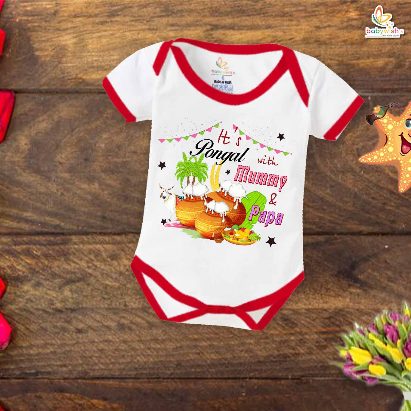 It's Pongal With Mummy Papa My First Pongal Romper | Cute Newborn & Infant Bodysuit for Pongal | Baby Pongal Celebration Outfit for Boys & Girls – Babywish