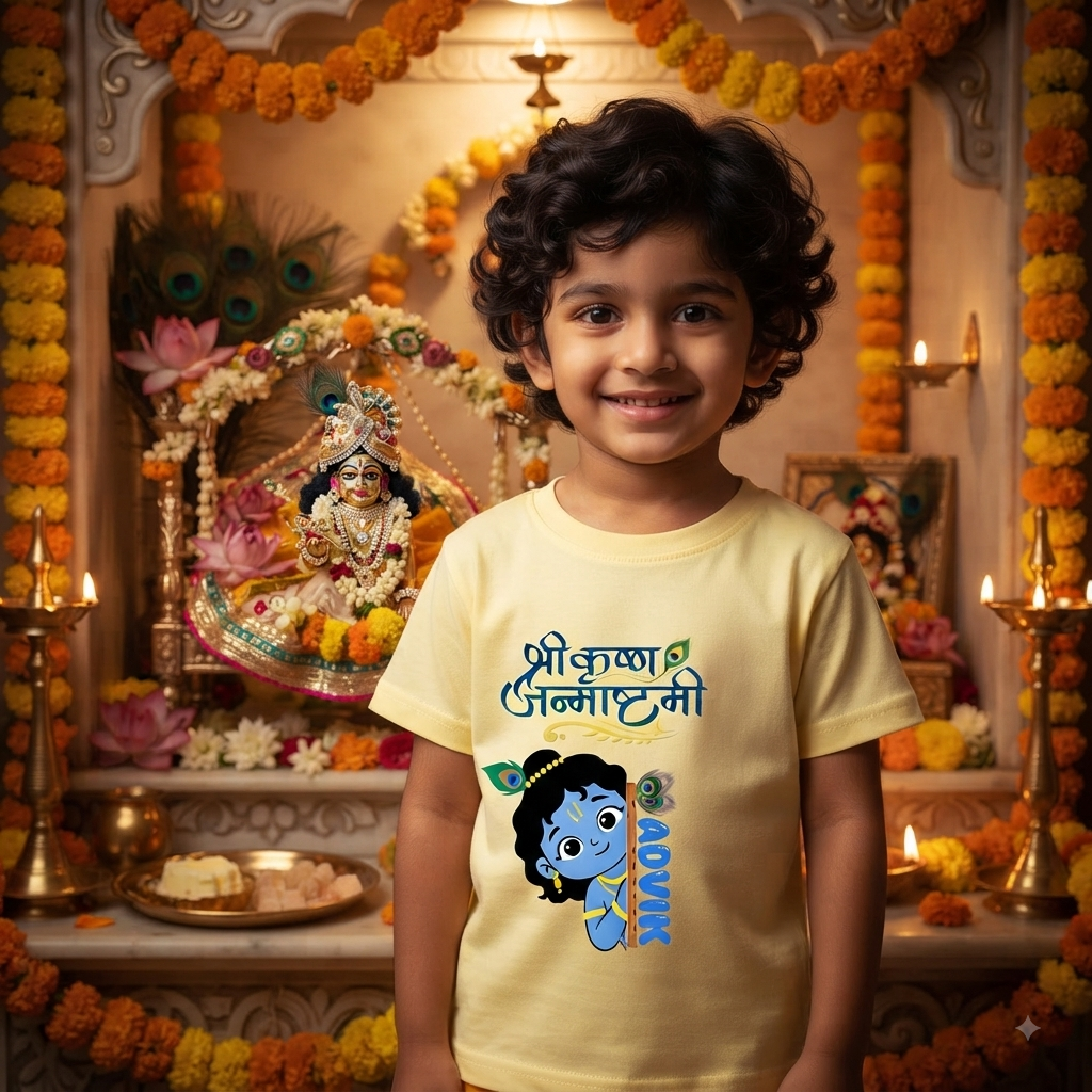 Best Krishna Janmashtami T-Shirt Designs for Kids | Krishna Janmashtami T-Shirt for Boys & Girls | Festive Kids T-Shirt | Babywish