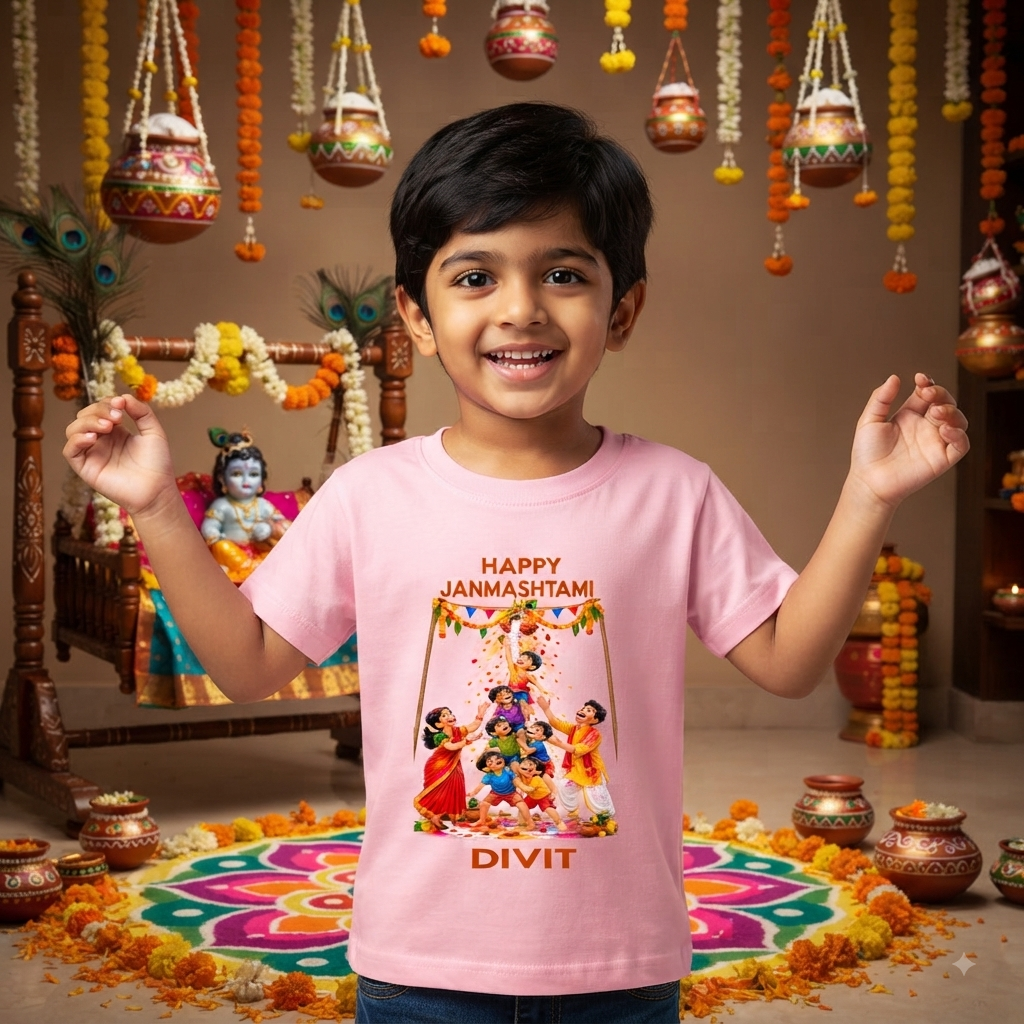 Dahi Handi Krishna T-Shirt