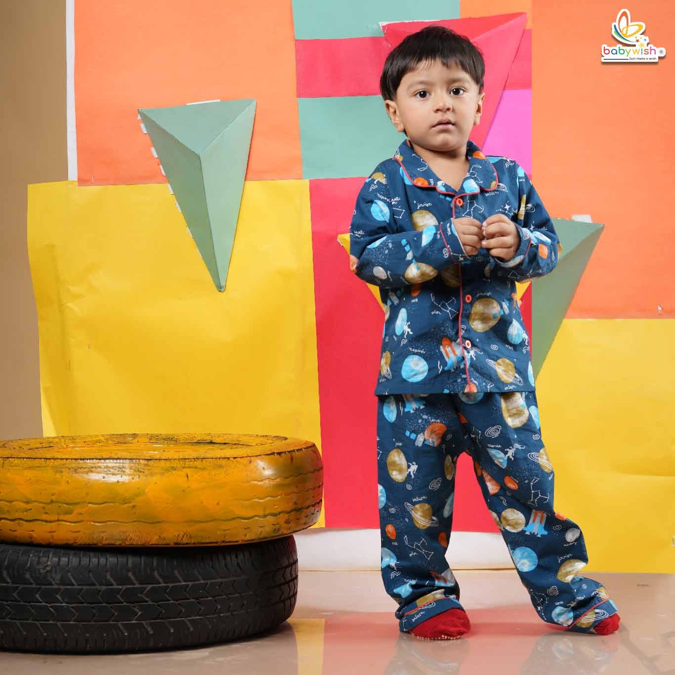 Kids Sleepsuit for Baby Boy’s and Girl’s Topwear and Pajamas Set Long Sleeve Sleepwear Baby Clothing Sets - Astronaut Print