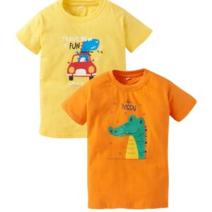Kids Cotton T-Shirt for Boys and Girls | Soft Short Sleeve Topwear | Combo Set of 2 Multicolor Stylish Tees | Comfortable Daily Wear Outfit for Kids