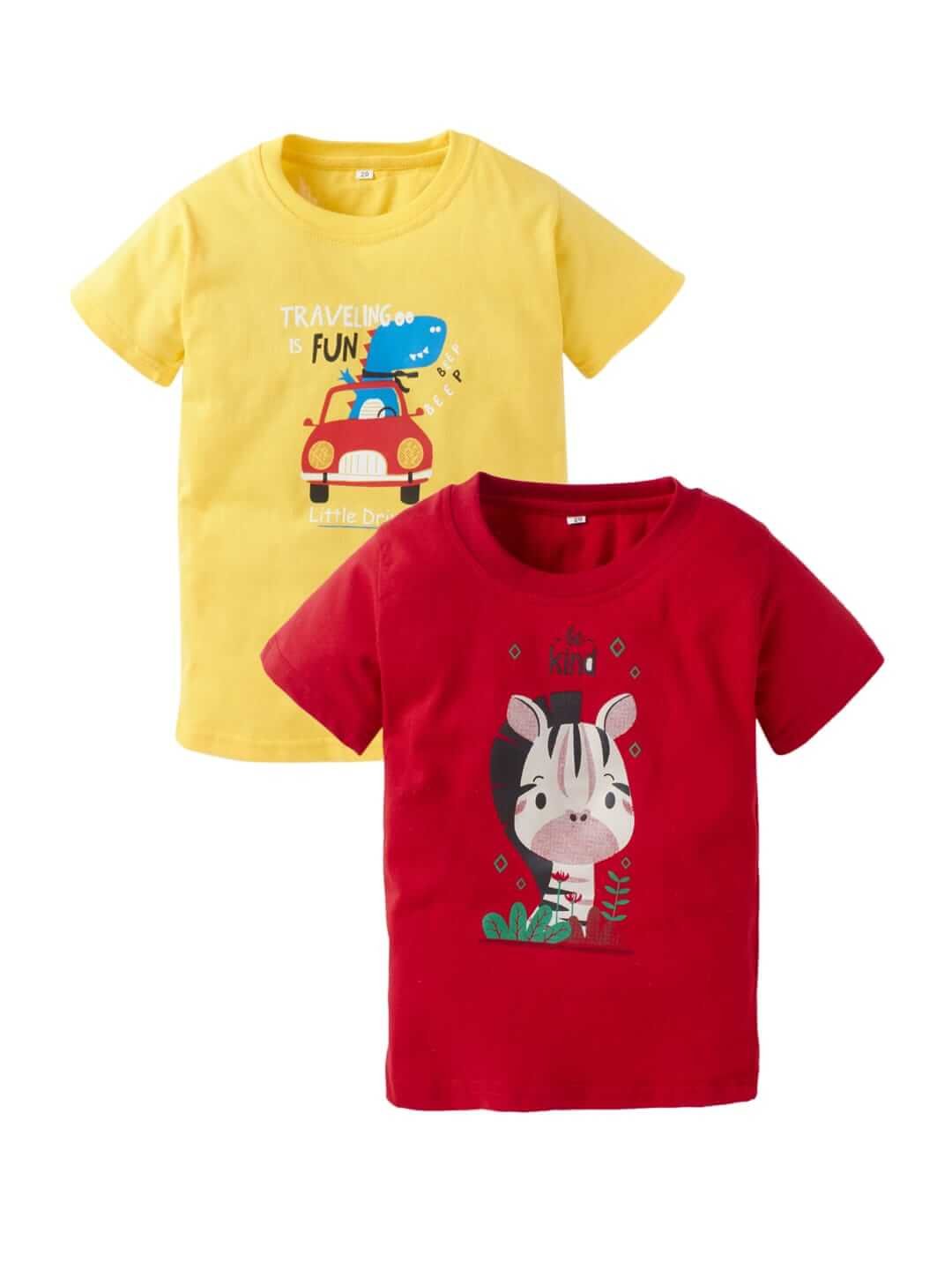 Kids Cotton T-Shirt for Boys and Girls | Soft Short Sleeve Topwear | Combo Set of 2 Multicolor Tees | Comfortable Daily Wear Outfit