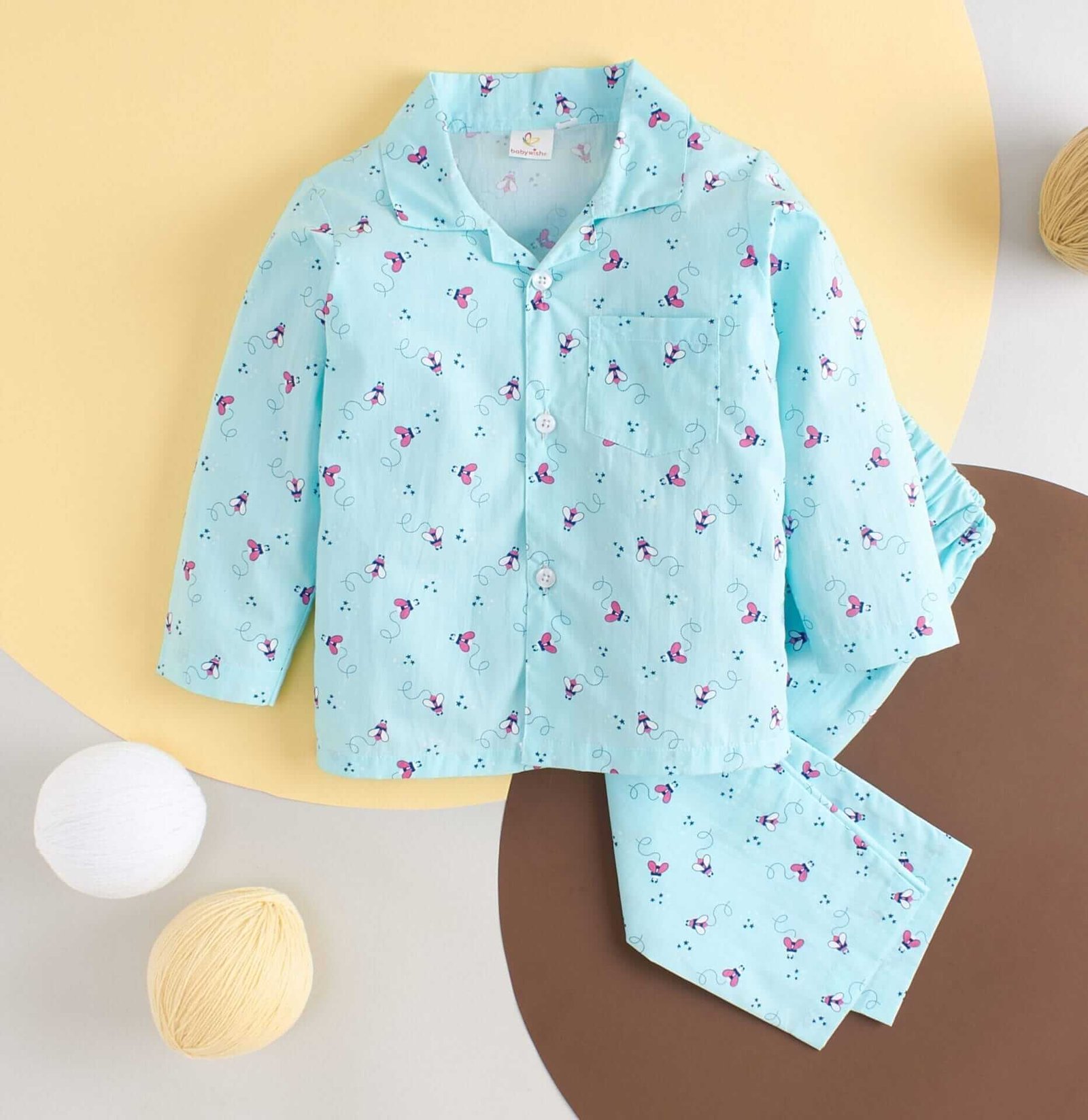 Kids Sleepsuit for Baby Boys and Girls Long Sleeve Topwear and Pajamas Set Baby Clothing Sleepwear Set Blue Butterfly Print Perfect for Newborns and Toddlers