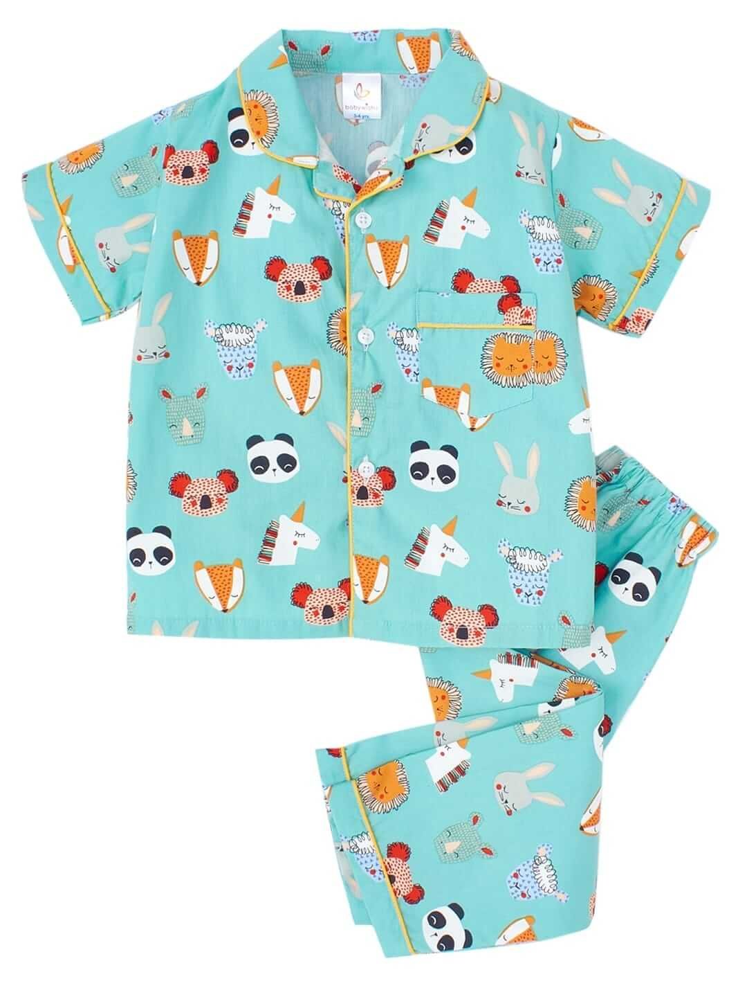 Kids Sleepsuit for Baby Boys and Girls Long Sleeve Pajamas Set Baby Clothing Sleepwear Set Blue Panda Printed Topwear Soft Newborn and Toddler Outfit