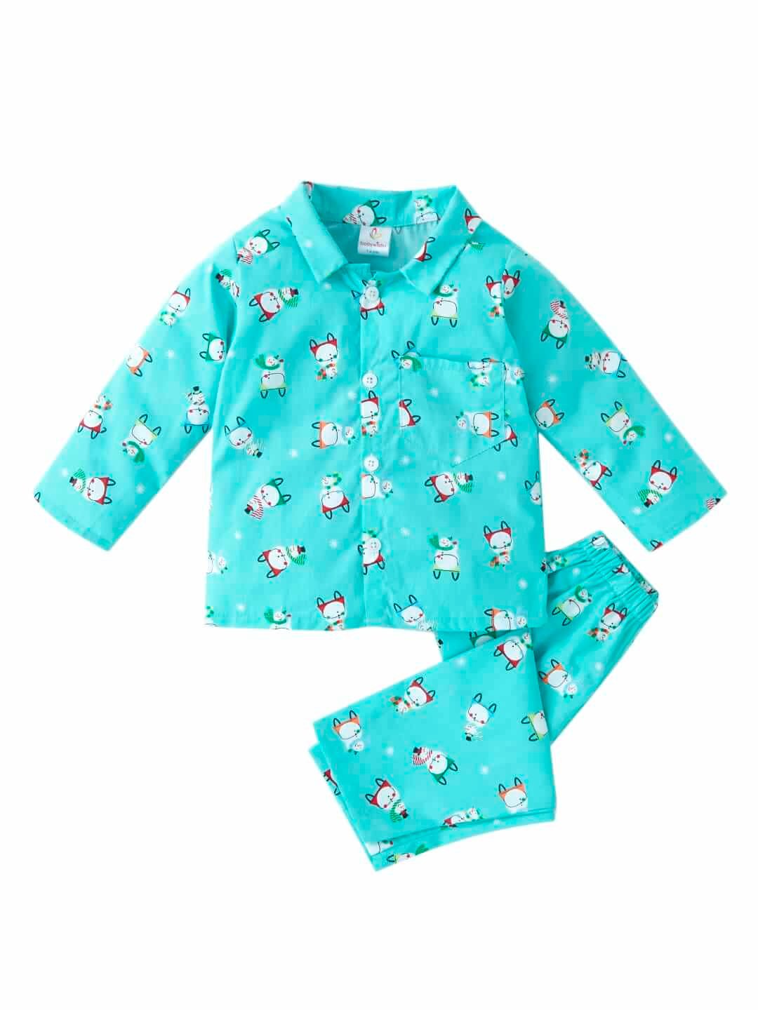 Kids Sleepsuit for Baby Boys and Girls Long Sleeve Topwear and Pajamas Set Baby Clothing Sleepwear Set Blue Snowman Theme Perfect for Newborns and Toddlers