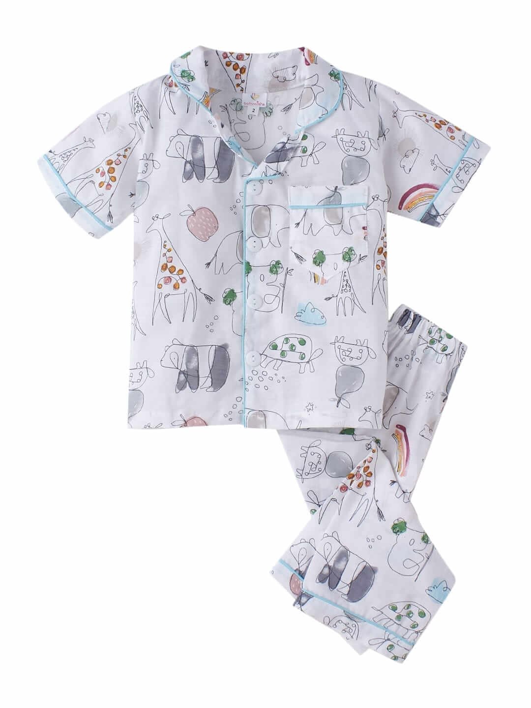 Kids Sleepsuit for Baby Boys and Girls Long Sleeve Topwear and Pajamas Set Baby Clothing Sleepwear Set Color Zoo Perfect for Newborns and Toddlers