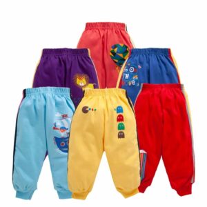 Babywish Kids Cotton Track Pants Combo Pack for Boys and Girls – Soft Printed Toddler Jogger Pajama Pants