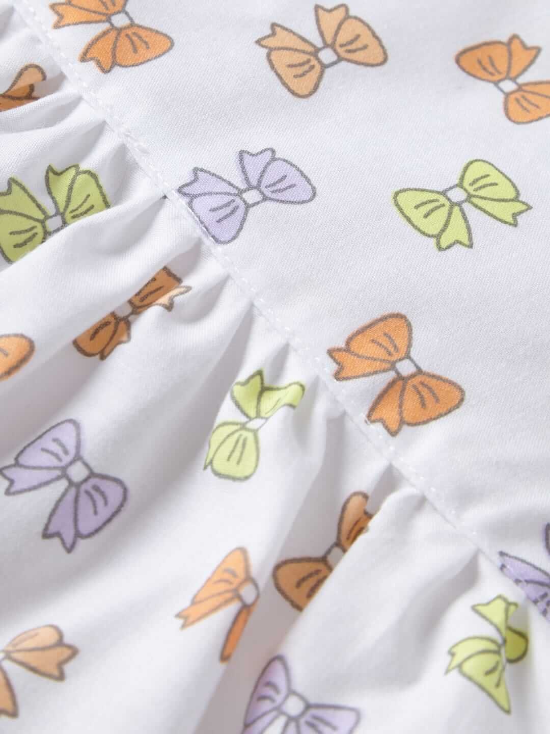 Baby Girl Cotton Frock Newborn Dress – Knee Length Soft Cotton Dress with Bow Strip Print, Comfortable Summer Outfit for Infants, Ideal for Parties and Daily Wear - Image 6