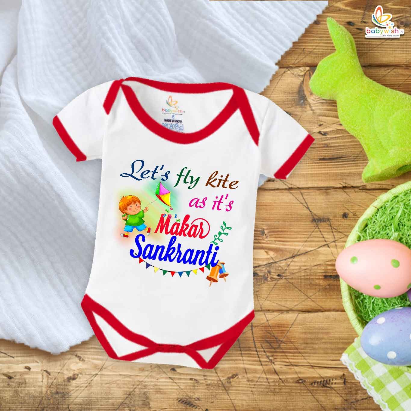 Let’s Fly Kite – My First Makar Sankranti Baby Romper & Bodysuit for Newborns | Festive Baby Clothes for Sankranti | Babywish