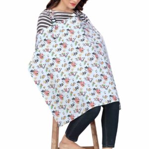 Nursing covers for Mother Breathable feeding cover for Breastfeeding 360° Coverage Protection Cover - Light Blue Floral Theme