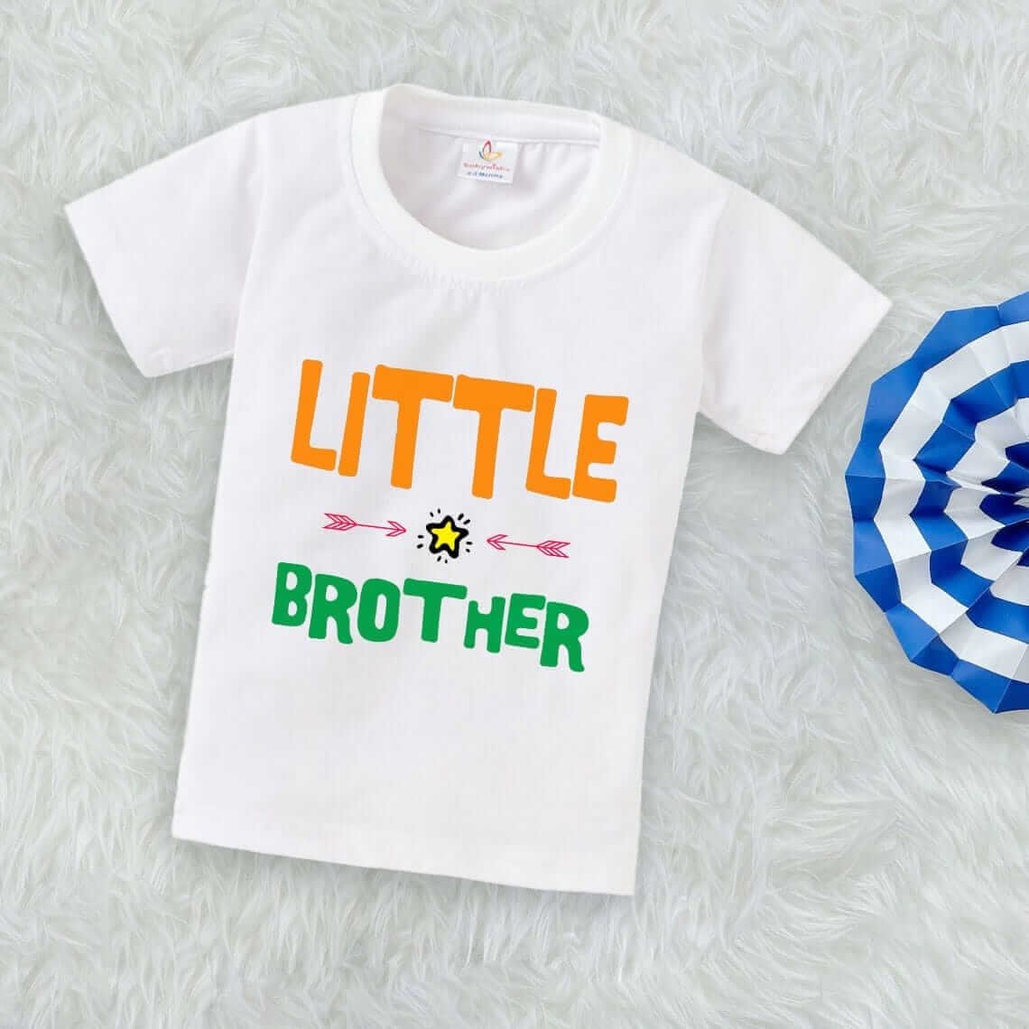Printable Family T-shirt for Kids Clothes Unisex Newborn Topwear Outfit Cotton Tshirt Half Sleeve Round Neck Dress for Boy n Girl "Little Brother Print"