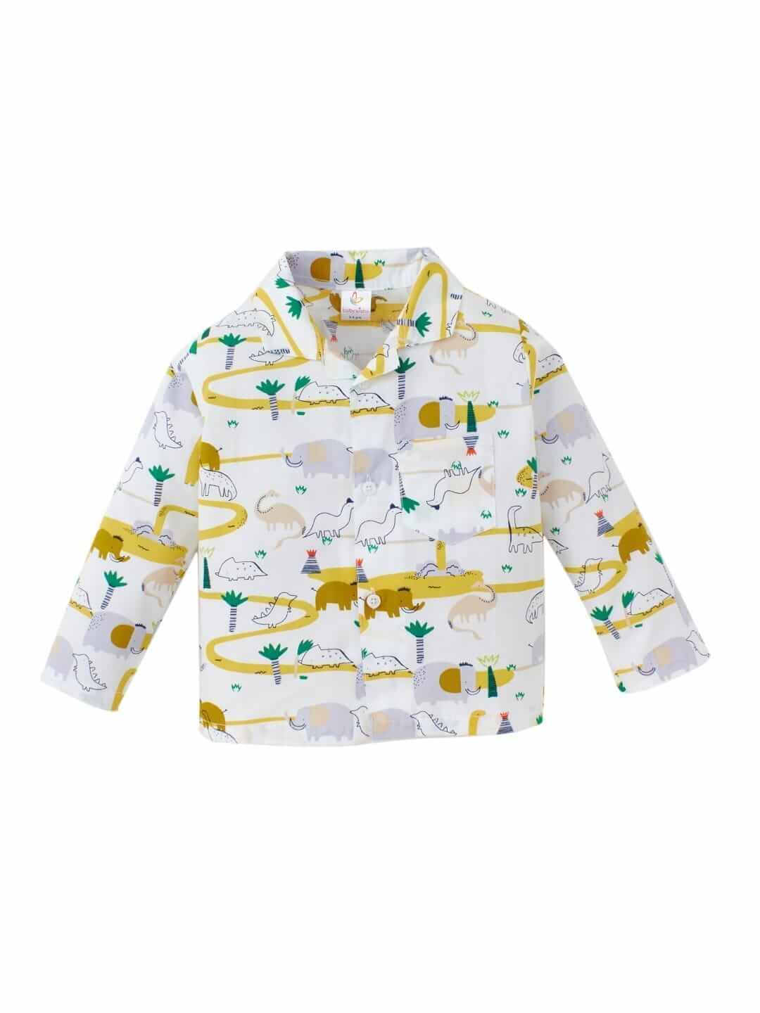 Kids Sleepsuit for Baby Boys and Girls Long Sleeve Topwear and Pajamas Set Baby Clothing Sleepwear Set Yellow Elephant Print for Newborns and Toddlers - Image 2