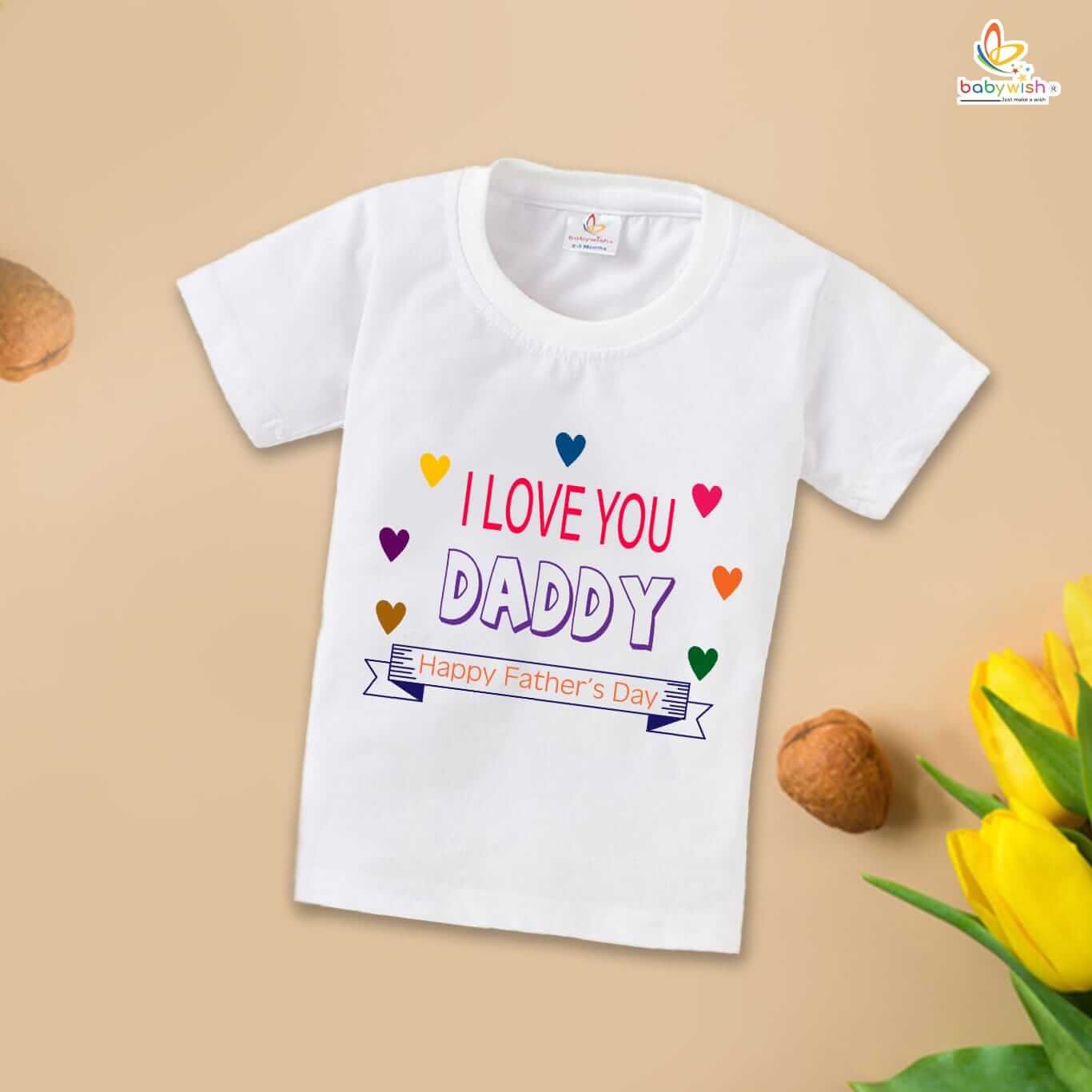 Father’s Day Special T-Shirt for Boys & Girls | Half Sleeve Unisex Kids Topwear | Love You Daddy | Perfect Gift to Celebrate Dad’s Special Day with Kids