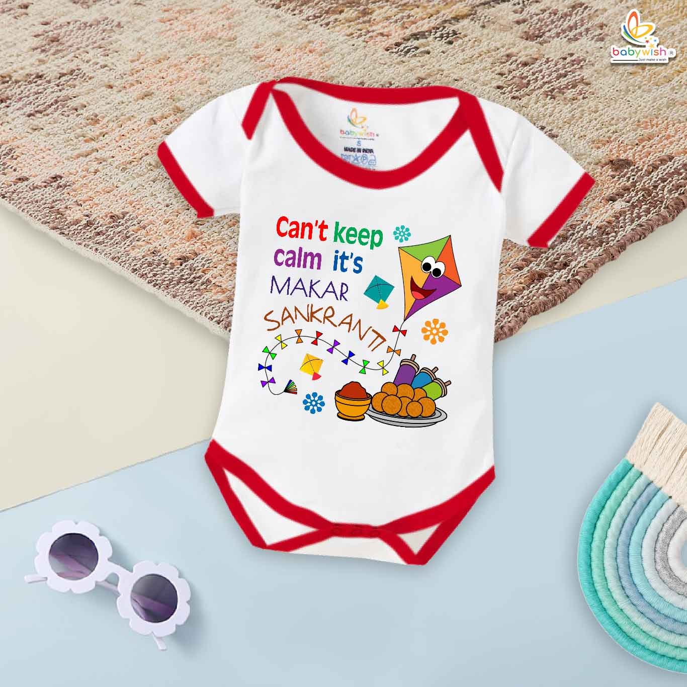 Makar Sankranti Manjha Kite Baby Romper – My First Makar Sankranti Bodysuit | Kite Festival Newborn Outfit for Boys & Girls – Babywish