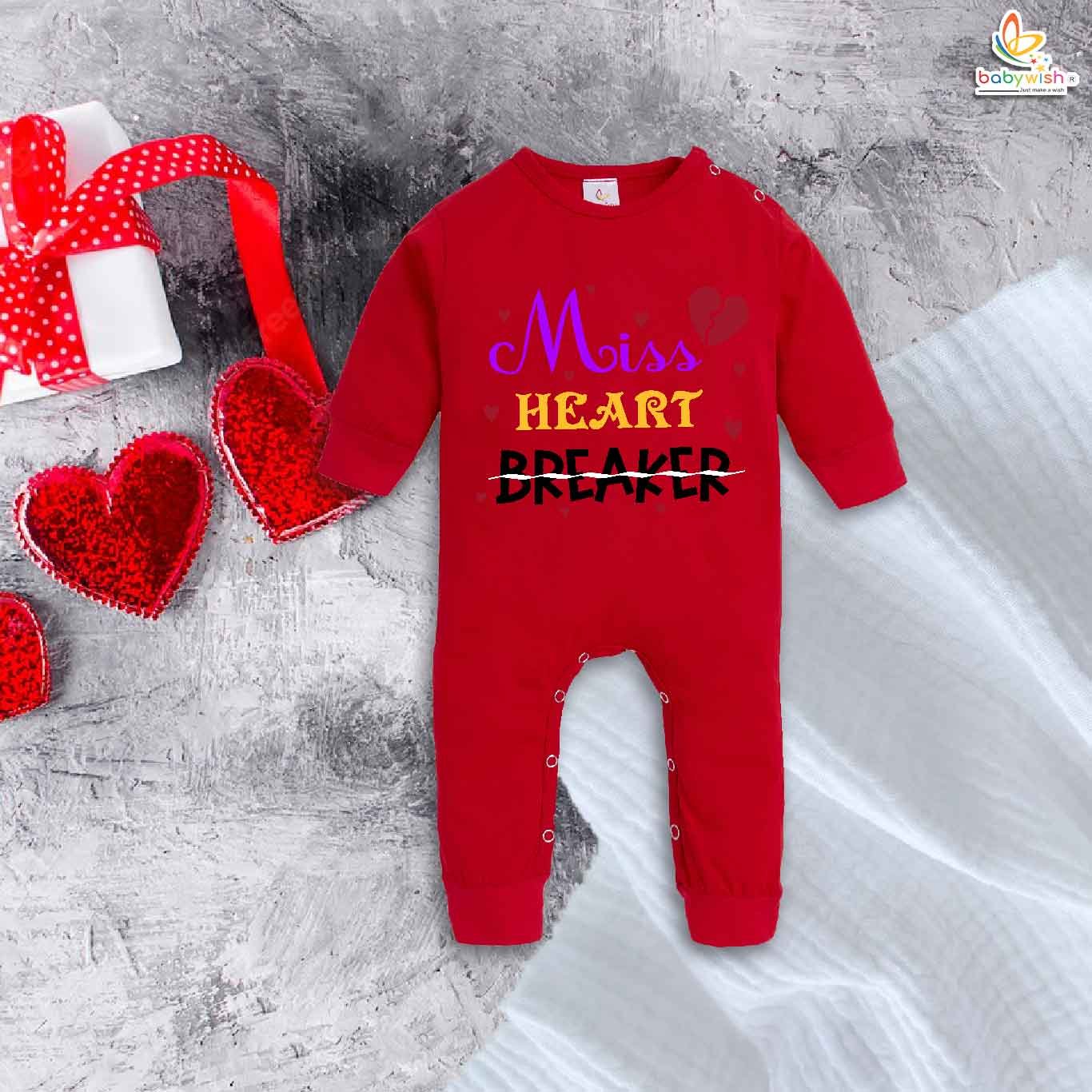 Miss Heart Breaker Baby Girl Romper – My First Valentine’s Day Full Body Bodysuit for Newborn & Infant | Cute Valentine’s Day Outfit for Baby Girls | Soft Baby Clothes – Babywish
