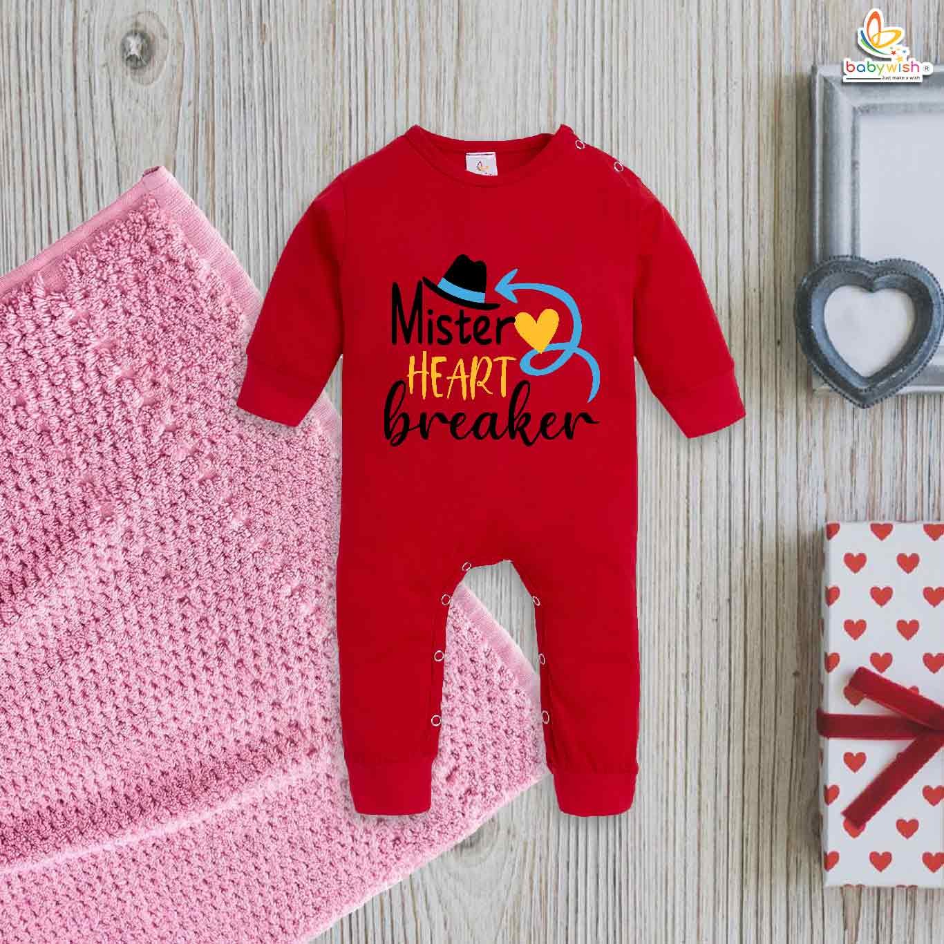 Mister Heart Breaker Valentine’s Day Baby Romper – My First Valentine’s Day Full Bodysuit for Newborn & Infant Boys | Cute Baby Valentine Outfit – Babywish