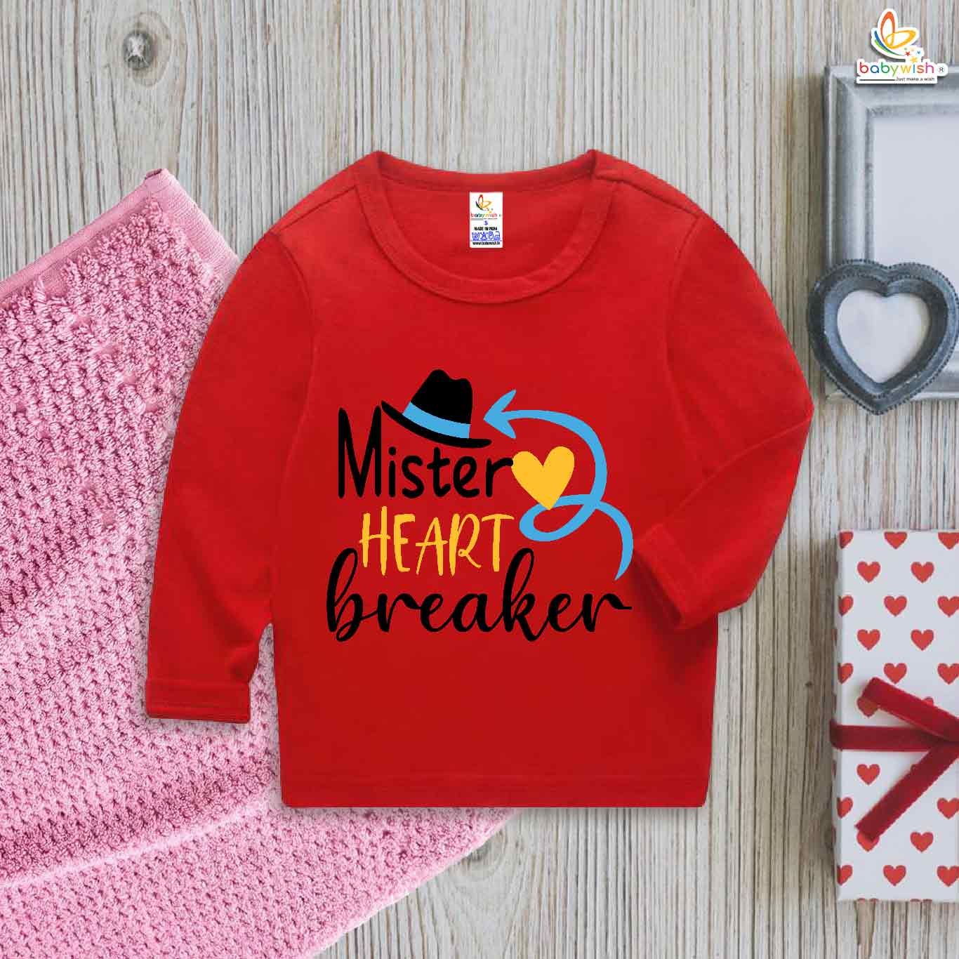 Mister Heart Breaker Baby Boy Valentine's Day T-Shirt – My First Valentine’s Day Full Sleeve Outfit | Cute Baby Clothes for Boys | Gift for Newborn & Infant – Babywish