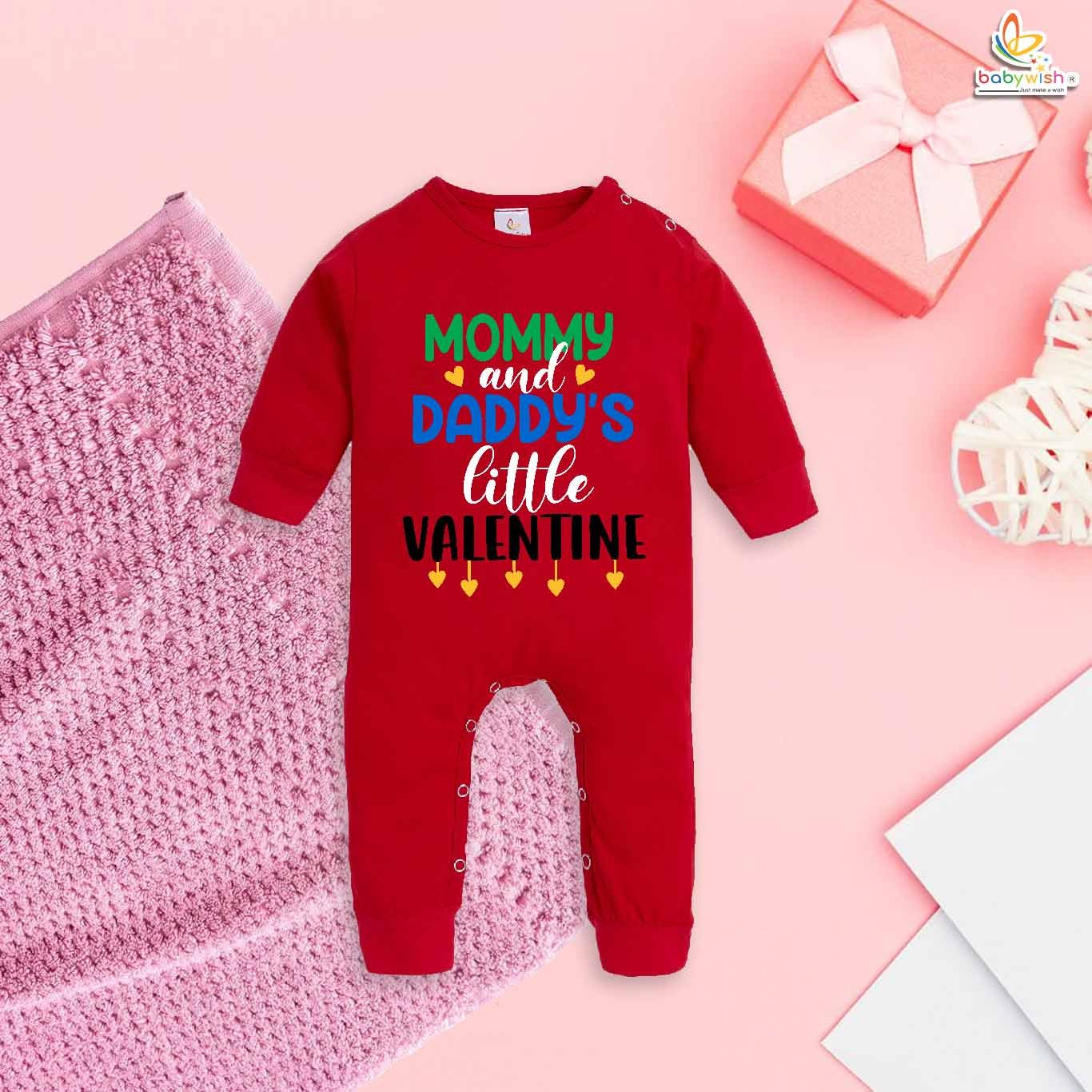 Mommy and Daddy's Little Valentine Baby Romper – My First Valentine’s Day Full Body Bodysuit for Newborn & Infant | Cute Baby Girl & Boy Valentine Outfit – Babywish