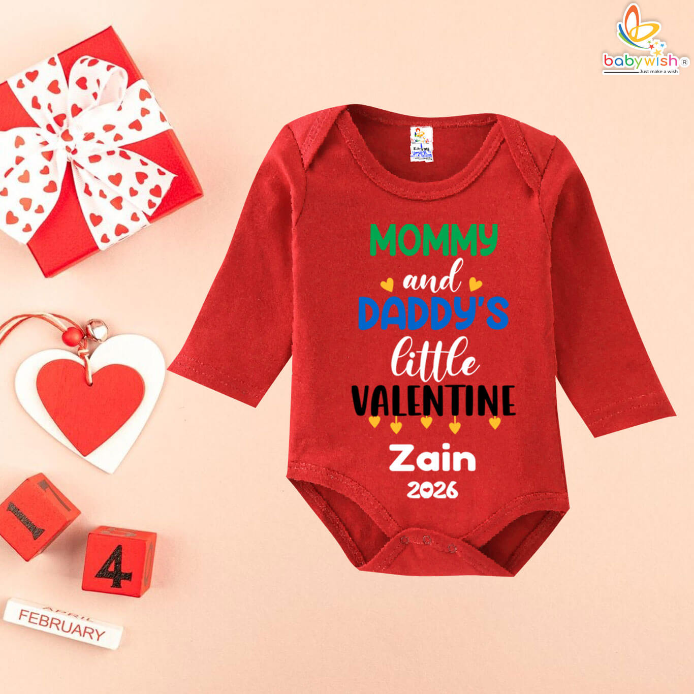 personalized valentine baby romper