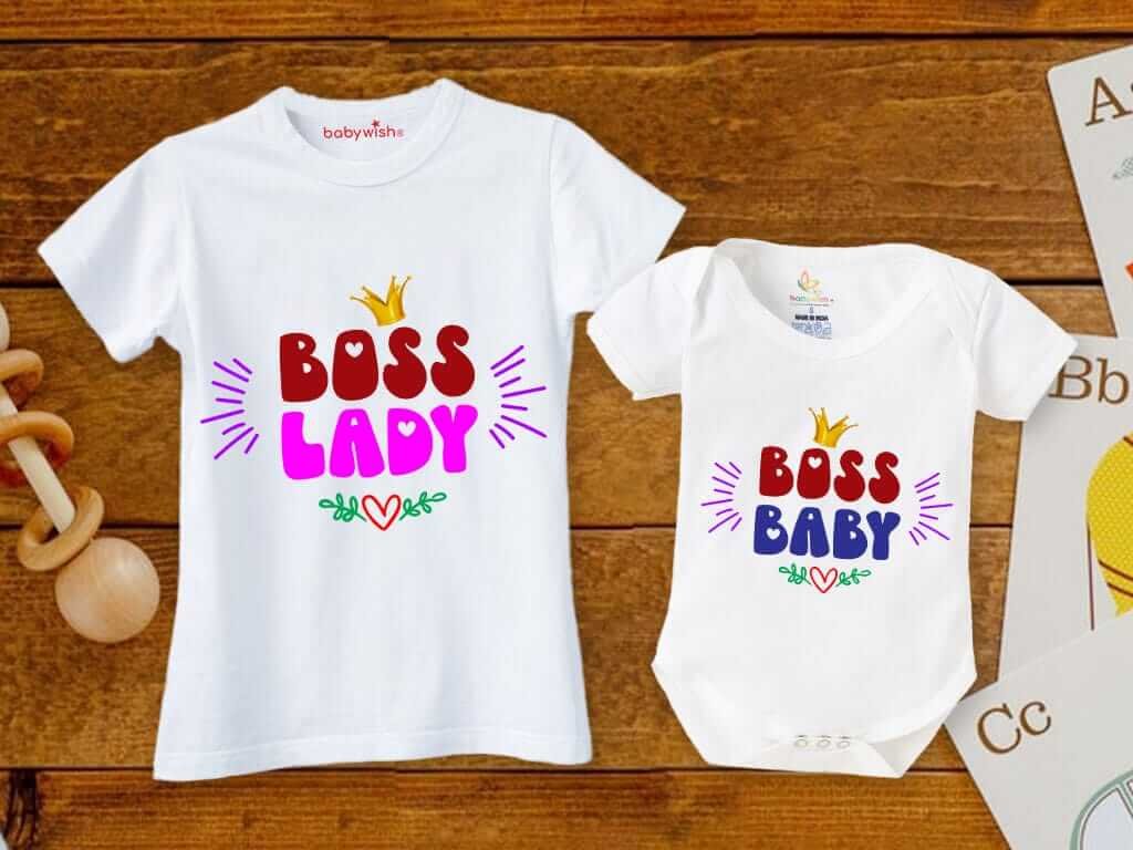 Mother’s Day Special Combo – White T-Shirts and Romper Sets for Mother & Baby, Matching Soft & Comfortable Outfits, Perfect Gift for Mother & Baby, Combo Pack of 2