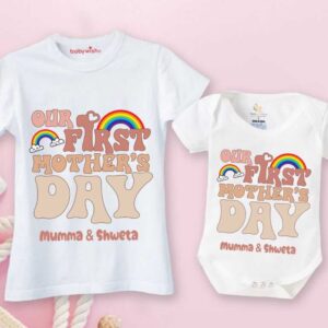 mom baby matching white outfit