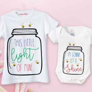 First mother’s day mom and baby matching outfit baby romper light of mine print India