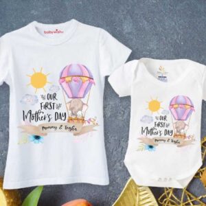 First mother’s day baby outfit balloon print romper mommy and me India