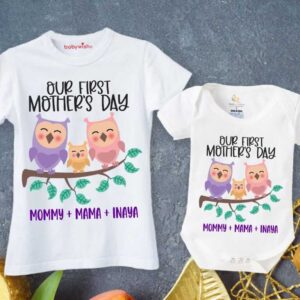 First Mother’s Day Mom & Baby Matching Outfit – Mommy T-Shirt & Baby Romper Set | Personalized Combo Gift India