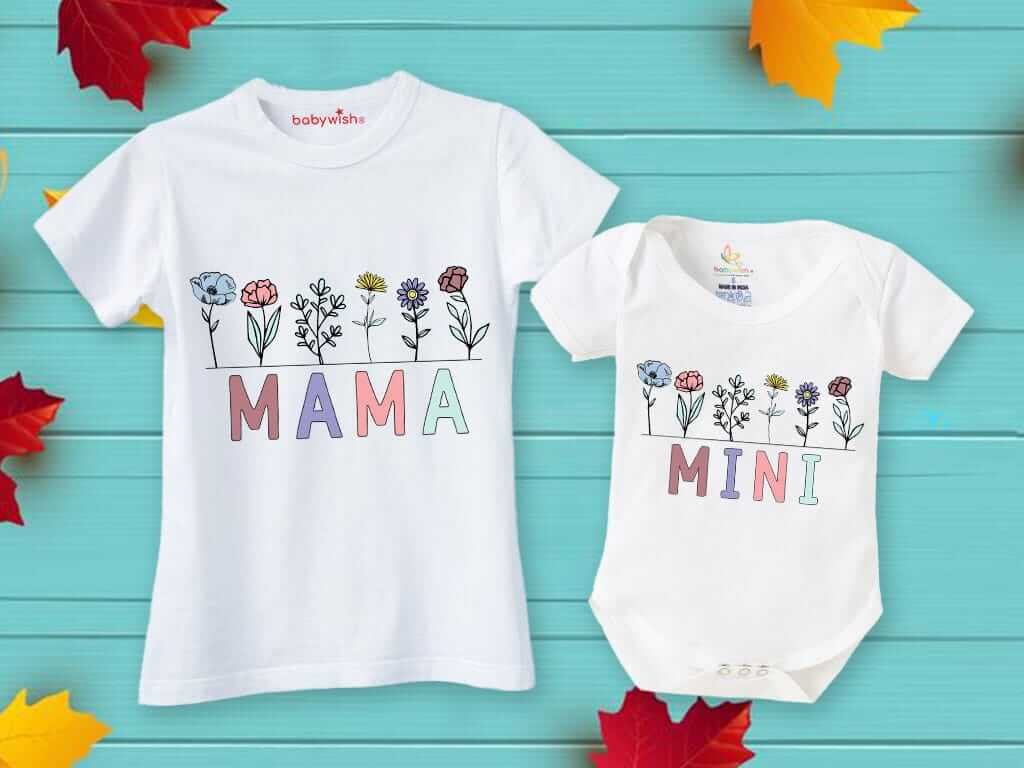 Mother’s Day Special Combo – White T-Shirts and Romper Sets for Mother & Baby, Matching Soft & Comfortable Outfits, Perfect Gift for Mother & Baby, Combo Pack of 2