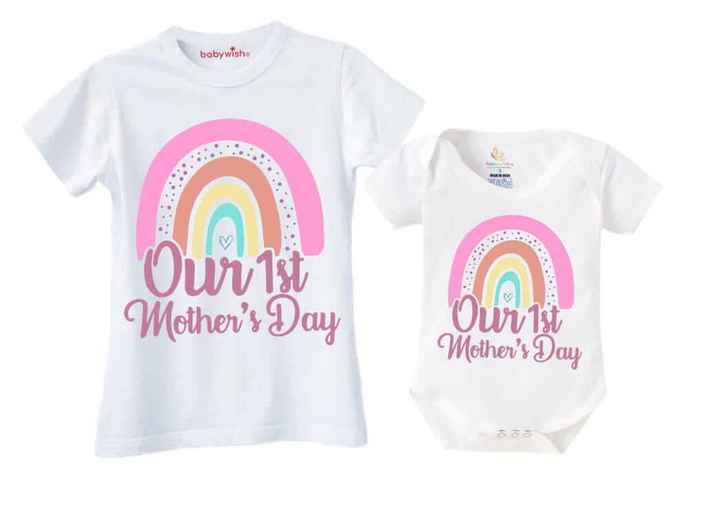 Mother’s Day Special Combo – White T-Shirts and Romper Sets for Mother & Baby, Matching Comfortable Outfits, Perfect Gift for Mother’s Day, Combo Pack of 2