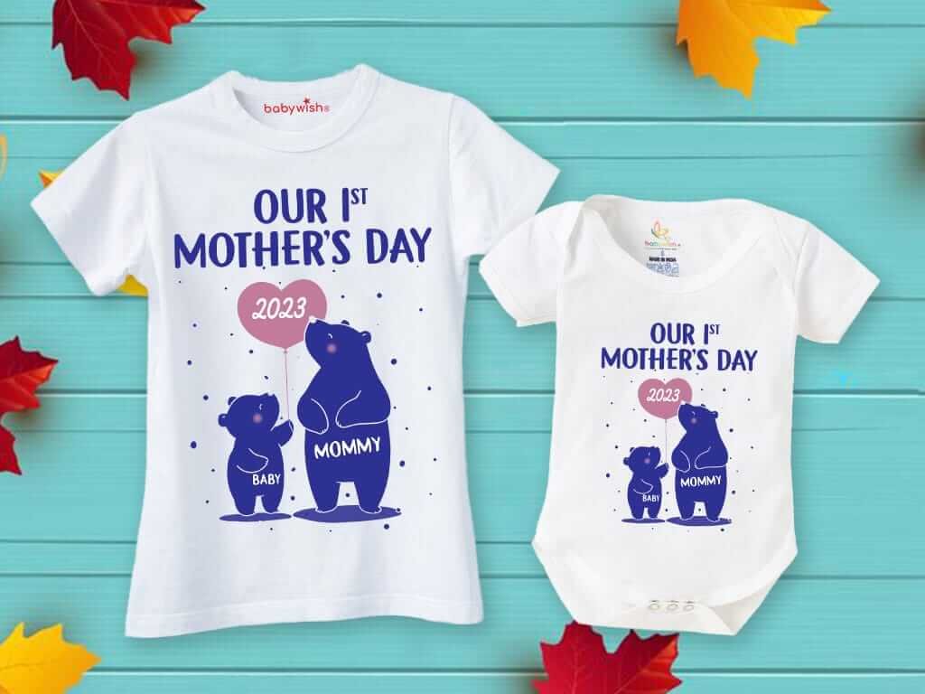 Mother’s Day Special Combo – White T-Shirts and Romper Sets for Mother & Baby, Matching Outfits, Soft & Comfortable, Perfect Gift for Mother & Baby, Combo Pack of 2