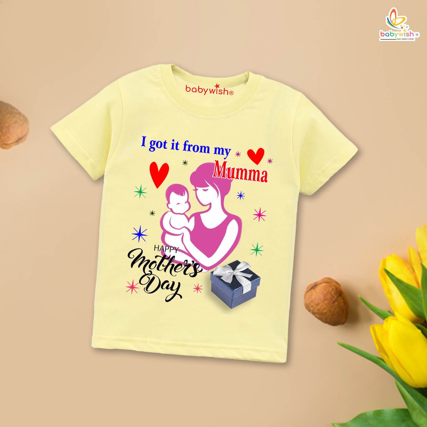 Mother’s Day Special T-Shirt for Boys & Girls – Half Sleeve Unisex Topwear for Kids, Soft & Comfortable, Cute Design, Ideal Gift for Mother’s Day