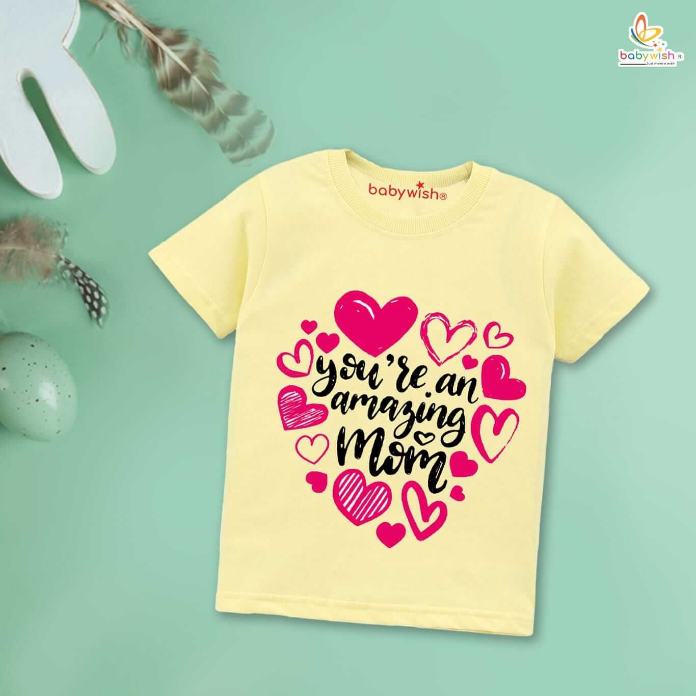 Mother’s Day Special T-Shirt for Boys & Girls – Half Sleeve Unisex Topwear for Kids, Soft & Comfortable, Cute Design, Perfect Gift for Mother’s Day Celebration