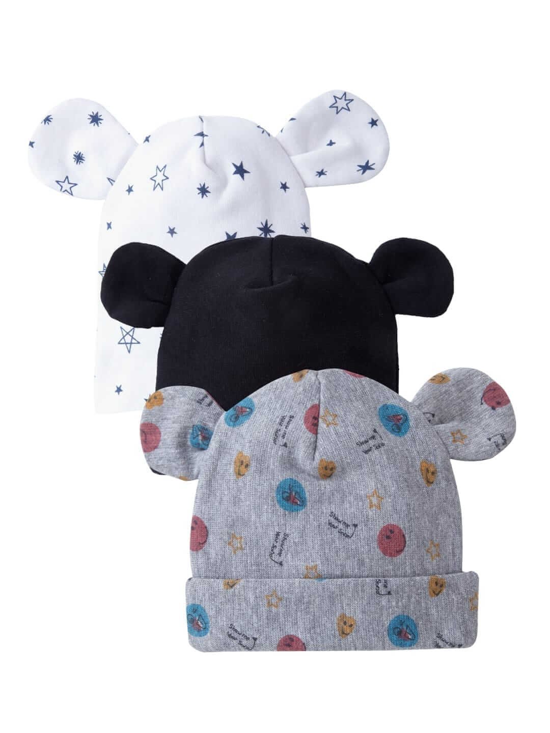 Baby caps for Newborn Fancy knitted Beanies Kids Multicolor Ear Bear Hat for Infants 0 - 6 Months baby