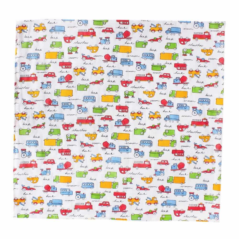 White Color Baby Vehicle Print Cotton Bedsheet for Newborn Babies White Color | Soft Breathable Baby Bedding Sheet | Babywish - Image 4