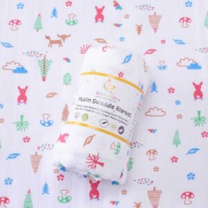 Babywish Soft Receiving Blanket for Newborn Baby Care Cozy Cotton Muslin Baby Blanket for All-Season Comfort Baby Wrap Sheet & Swaddle Blanket | White Multi Color | 0-3 Months | Babywish