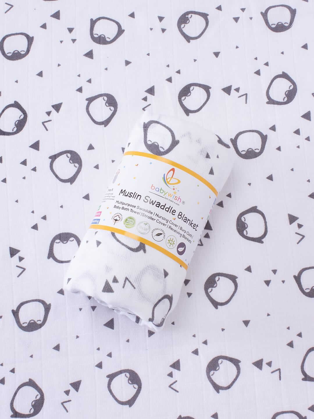 Muslin Swaddle Blankets 100% Organic for Newborn Baby – Soft Multipurpose Infant Swaddle 112x112cm, Breathable Cotton Wrap for Sleeping, Nursing, Travel, and Baby Comfort