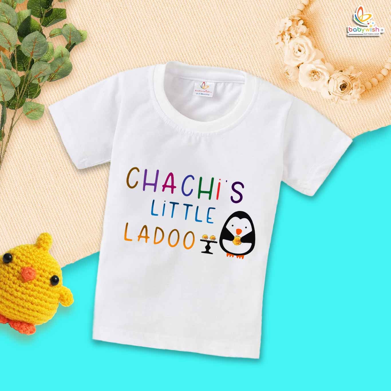 My Chacha & Chachi Matching T-Shirts – Cute "Chachi's Little Ladoo" Baby Outfit – Family Matching Clothes for Baby, Uncle & Aunty – Babywish