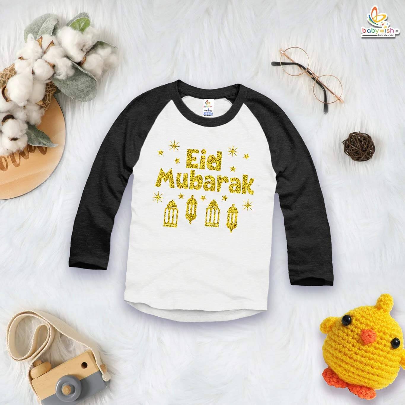 My First Eid Full Sleeve T-shirt – Eid Mubarak Star Design Baby Outfit for Boys & Girls – Babywish
