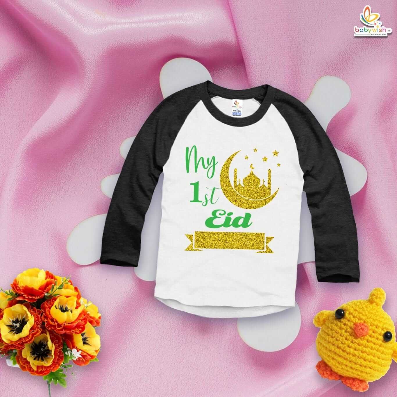 My First Eid T-Shirt for Baby Boys & Girls – Full Sleeve Islamic Festival Outfit | Cute "My 1st Eid" Design 2025 by Babywish